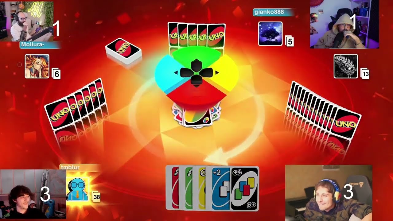 MEGA PARTITA di UNO durante il TORNEO tutti contro tutti tra BLUR, MARZA, MOLLU E GIANKO