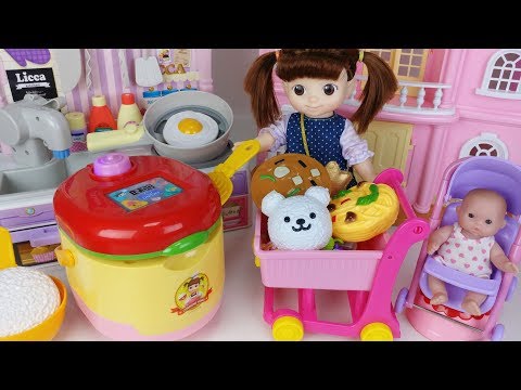 Baby doll rice cooker kitchen and cooking surprise eggs food toys play 아기인형 밥솥 주방놀이 서프라이즈 에그 장난감 토이몽