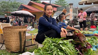 go to the market to sell water spinach. Buy one more female goat