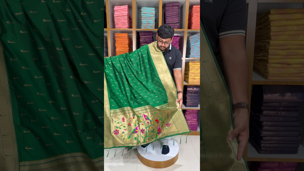 Pure Zari Triple Muniya Border Parrot Paithani Dupatta