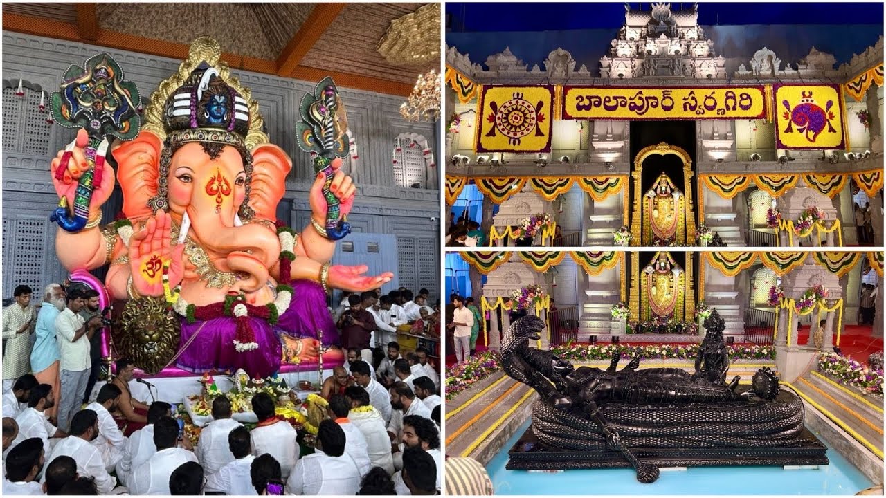 Balapur Ganesh Laddu 2025  | Lord Ganesha swarnagiri temple setup final look 