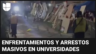 Batalla campal: con palos y fuegos artificiales se enfrentan dos grupos de manifestantes en la UCLA