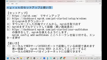 ngrokのセットアップと使い方　ローカルのWEBサーバをインターネットに公開するためのngrokのセットアップ方法と使い方を説明します