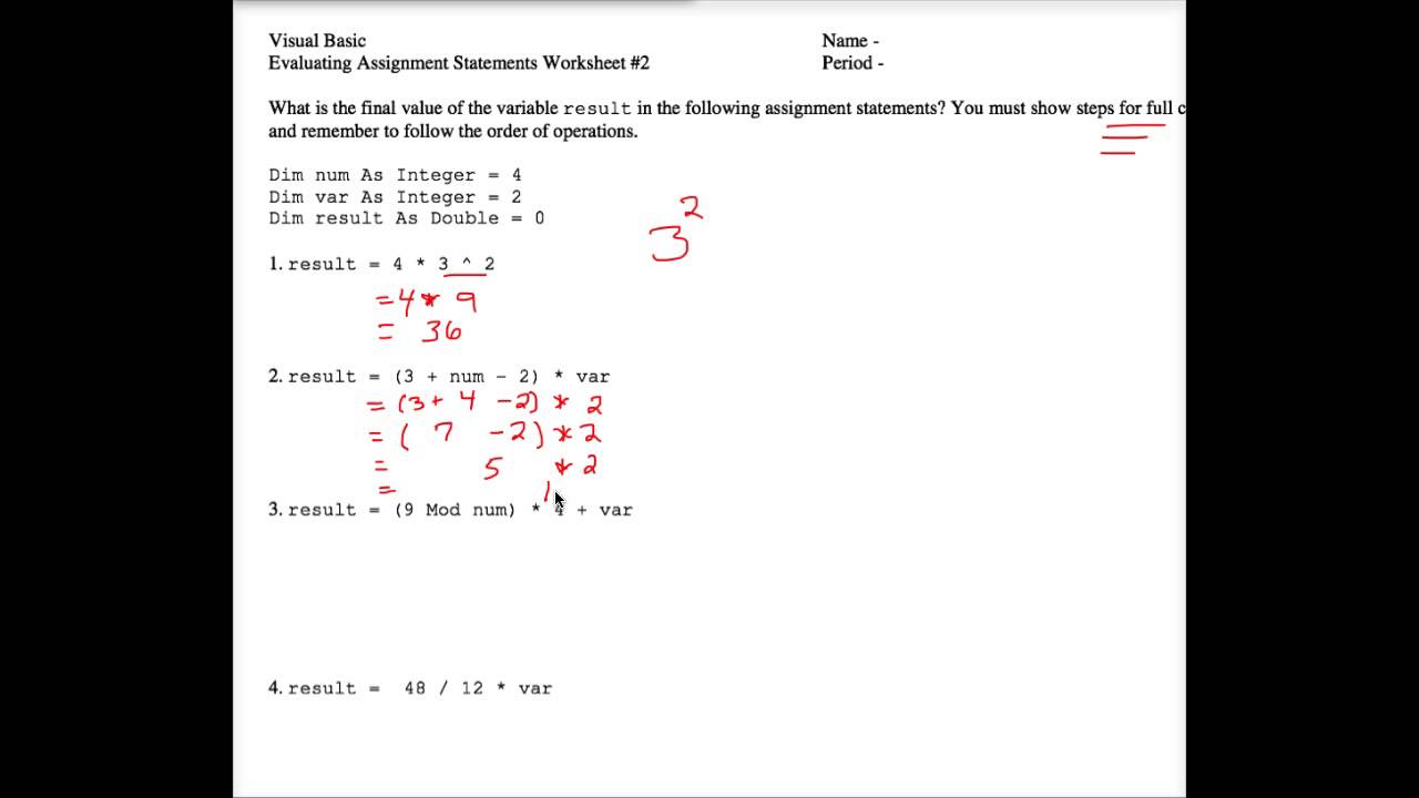 write assignment statements that perform the following operations with the variables a and b