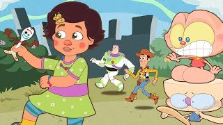 Mongo e Drongo pensam que Toy Story é brincadeira - com Woody, Buzz Lightyear, Garfinho e Bonnie