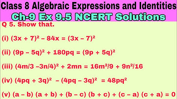 Class 8 Ex 9.5 Q 5 | Algebraic Expressions and Identities | Chapter 9 | Exercise 9.5 | NCERT