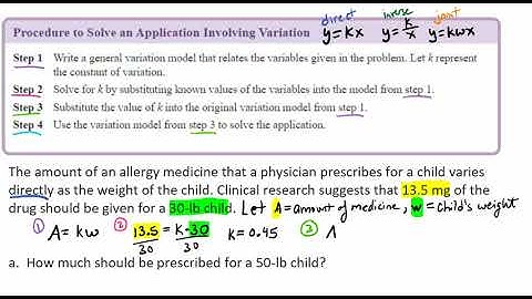 Solving Direct Variation Application Problem Video