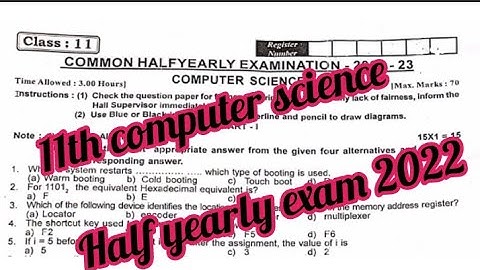 11th computer science half yearly exam question paper 2022||Jks channal