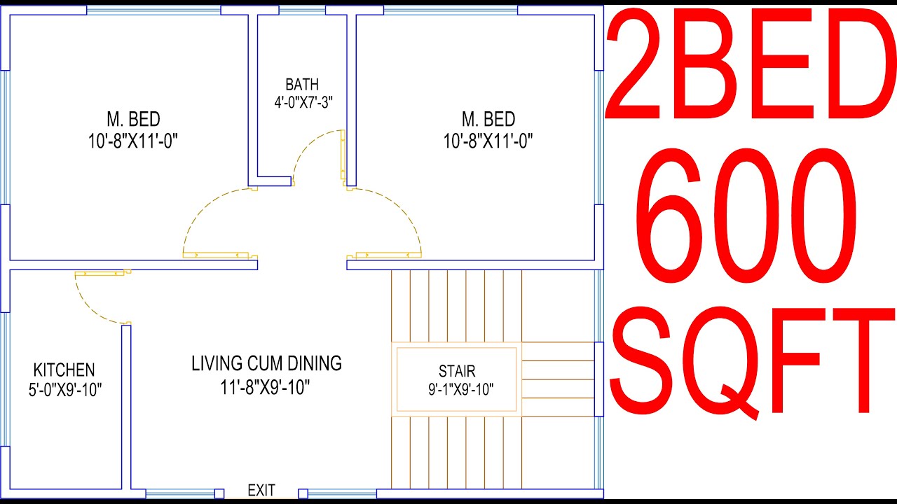 House Plan Design | Ep 63 | 600 Square Feet 2 Bedrooms House Plan | Layout  Plan - Youtube