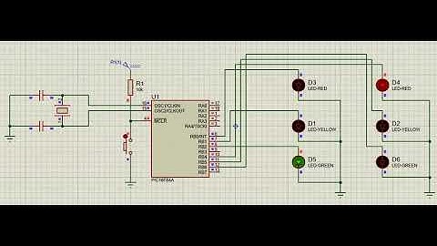 Semaforo doble en Proteus con PIC16F84A