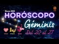 ✨GÉMINIS ✨ HORÓSCOPO DE HOY AMOR❤, DINERO Y SALUD. Semana del 20 al 27 de MARZO. Horóscopo SEMANAL