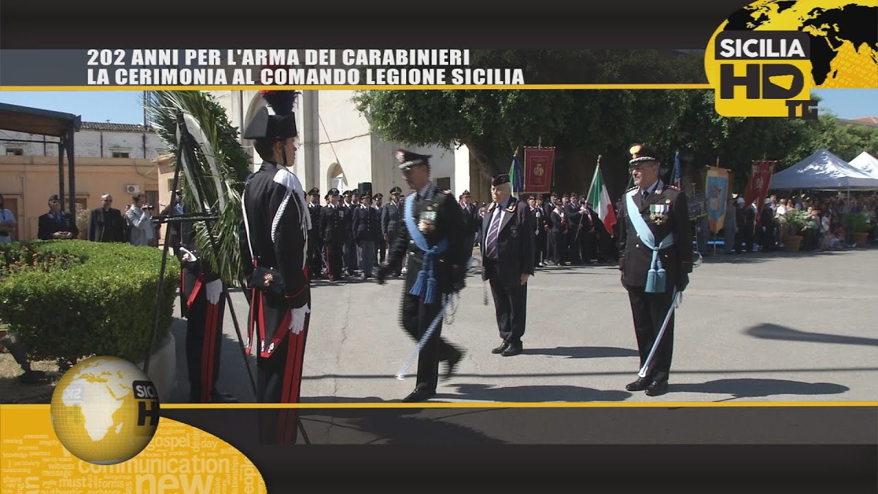 091TG 202 ANNI PER L'ARMA DEI CARABINIERI LA CERIMONIA AL COMANDO LEGIONE SICILIA sicilian mafia