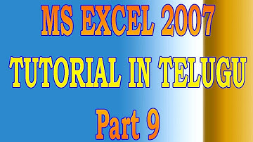 MS Excel 2007 Tutorial In Telugu || MS Excel 2007 in Telugu Part 9(Anjimvideos)