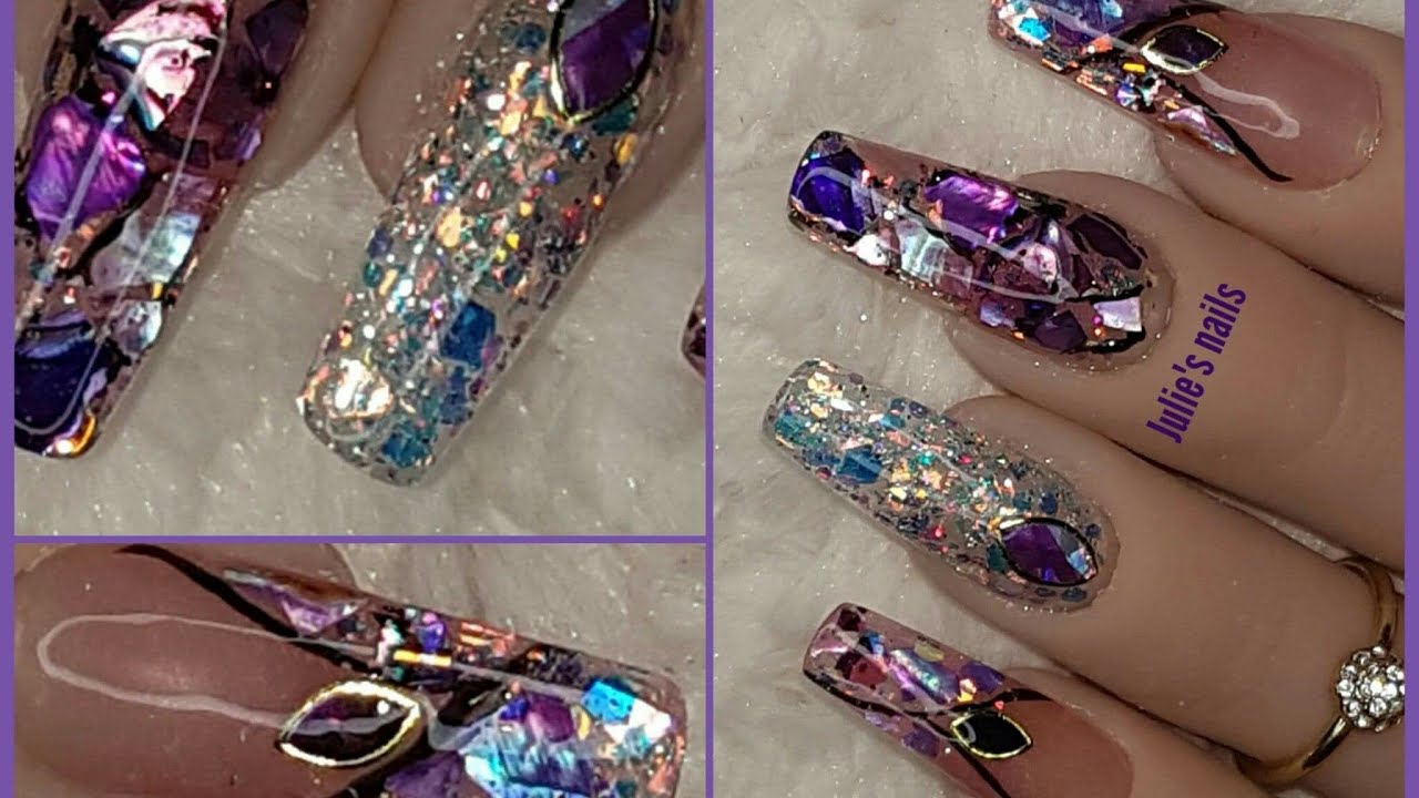 Purple Shell nails with Yayoge product 