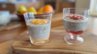 Kefir Chia Pudding with Lemon Curd & Strawberry Topping