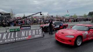 Throtl's Viper vs Western Champlin's Hellcat at RoadKill nights 2022