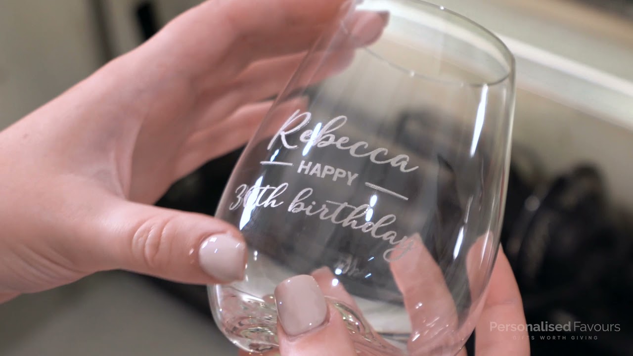Engraved 460ml Stemless Wine Glass - Personalised Favours