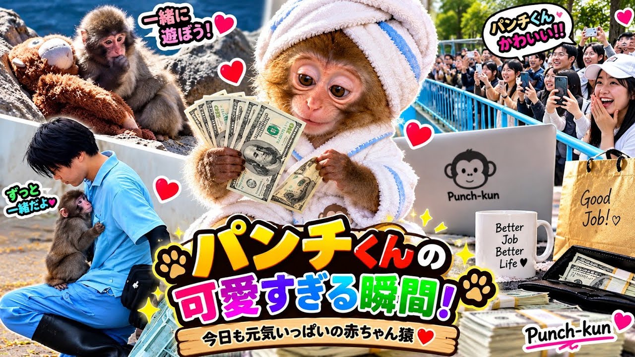 パンチくんを応援しよう！ 🐒😍 「えっ、なにこれ！？」パンチくんの驚きの表情が可愛すぎる