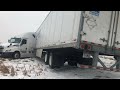 HIT BLACK ICE 🧊 JACKKNIFE ACCIDENT | WIND 💨PUSHED 4000lbs INTO SKID - #keepingit100trucking