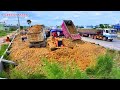 Full Videos, Processing Filling Up The Land Next to the ring road 3, Bulldozer KOMATSU, Dump Truck