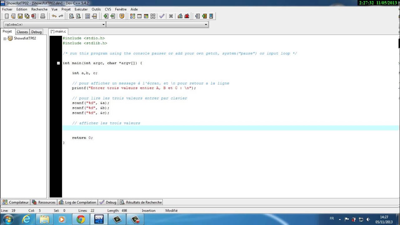 Showsoft tutoriel programmation c TP02 - YouTube