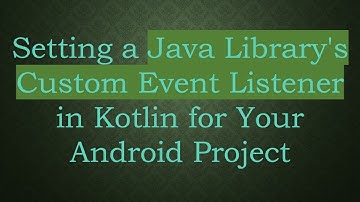 Setting a Java Library