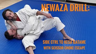 Newaza Drill: Side Control to Kesa Gatame with Scissor Choke Escape