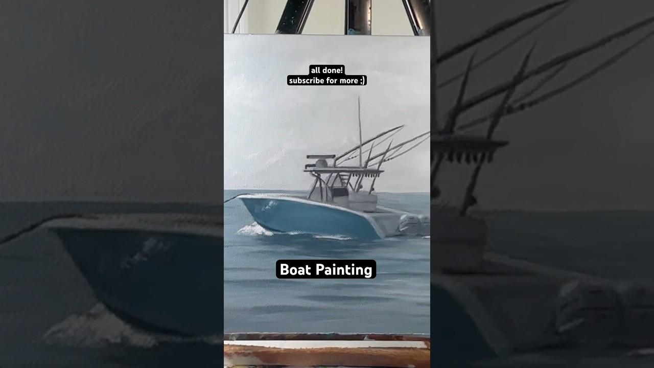 painting a blank canvas into an awesome boat scene! subscribe for more ;) 🌊🎨 