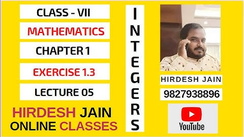 Class 7th CBSE Chapter 1 Integer Exercise 1.3 (QUESTION 1-4) Lecture 05