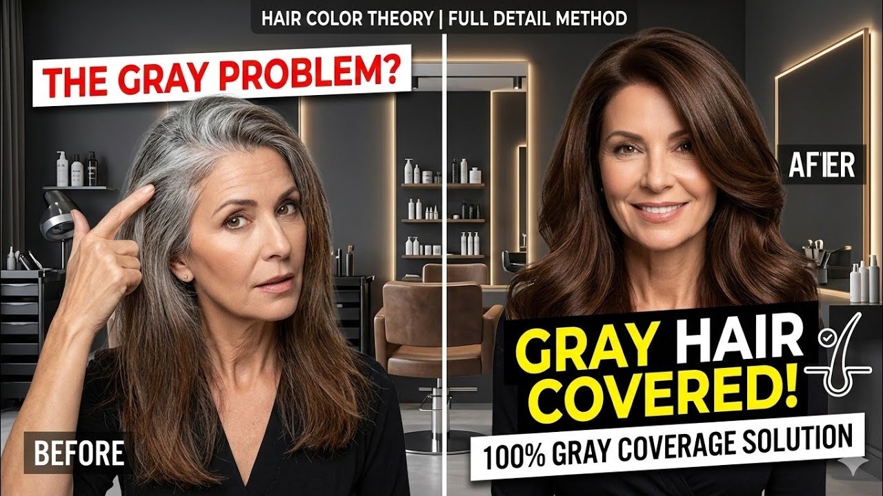 Gray Hair Covered | 100% Gray Coverage Solution | Hair Color Theory ...