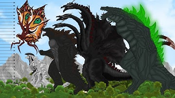 MONSTERS FUSION SIZE COMPARISON 6 | LEGENDARY XENOZILLA,SHIN GHIDORAH,ZILLA EARTH, KONGZILLA