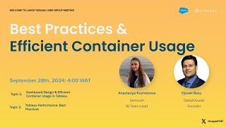 Lagos Tableau User Group - September 2024 - Tableau Best Practices and Efficient use of Containers