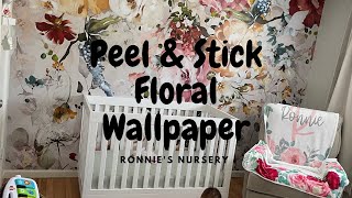 Putting up flower Peel and Stick Wallpaper/VLOG