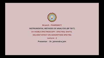 | AKTU Digital Education | Instrumental Methods of Analysis | UV Visible Spectroscopy....