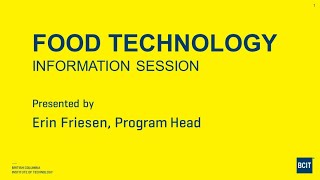 BCIT - Food Technology Information Session - May 2024
