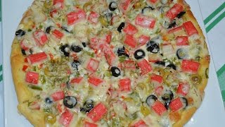 بيتزا بالسوريمي والكريمة Pizza au surimi