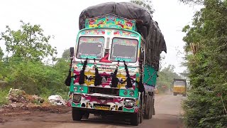 Diesel Tipper Lorry and Loaded Ashok Leyland Lorry Driving on Pothole Pit Road | Lorry Truck Videos screenshot 5