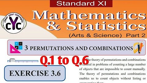 Exercise 3.6 (Q.1 to Q.6) | Permutations and combination | Chapter 3 | Class 11 | maths part 2 |