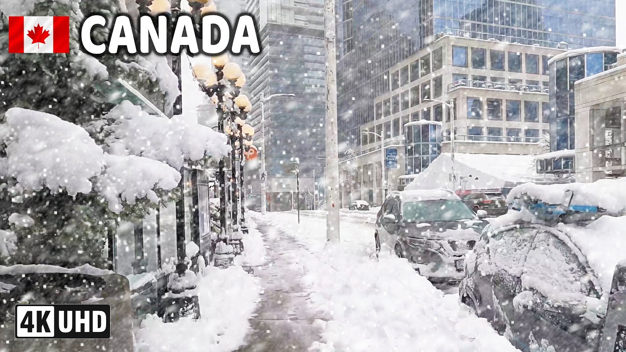 🇨🇦 【4K】❄️❄️❄️ EXTREME SNOWSTORM in Downtown Vancouver BC, Canada. Relaxing Walk.