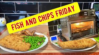 Lidl beer battered Haddock chips & peas in the HYSapientia air fryer