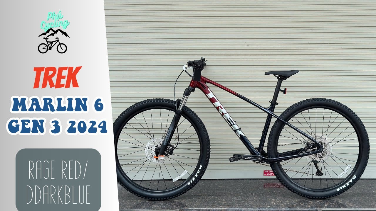 Trek Rage Red Trek Marlin 6 gen 3 2024-Rage Red/Dark Blue. Màu đỏ mận & xanh đen, đã ...