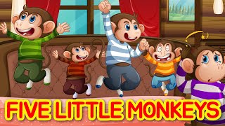 Five Little Monkeys Jumping On The Bed with Lyrics | Children Nursery Rhyme | Simple Kids Songs