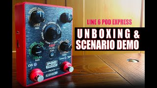 Line 6 Pod Express Guitar Effects Processor Unboxing and Scenario Demo