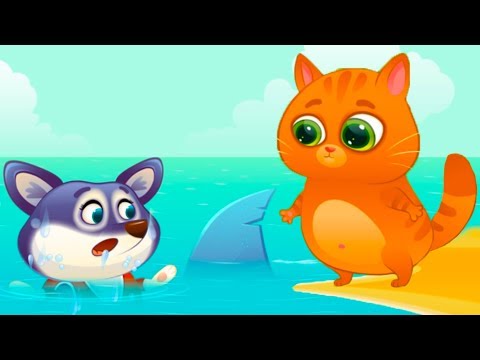 КОТЕНОК БУБУ и ПЕСИК ДУДУ #84 Мультик игра про котика и собаку. Акула укусила щенка #пурумчата