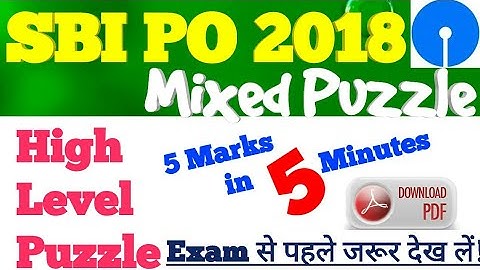 High Level Mix Puzzle || Puzzles For SBI PO 2018(Hindi)|| Bank PO || SBI PO|| prelims|| Mains|