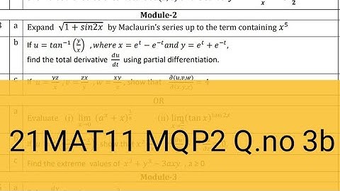 21MAT11 | MQP 2 (question no 3b) | Module 2 | Partial Differentiation | Total Derivatives