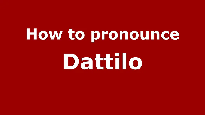How to pronounce Dattilo (Italian/Italy) - Pronoun...