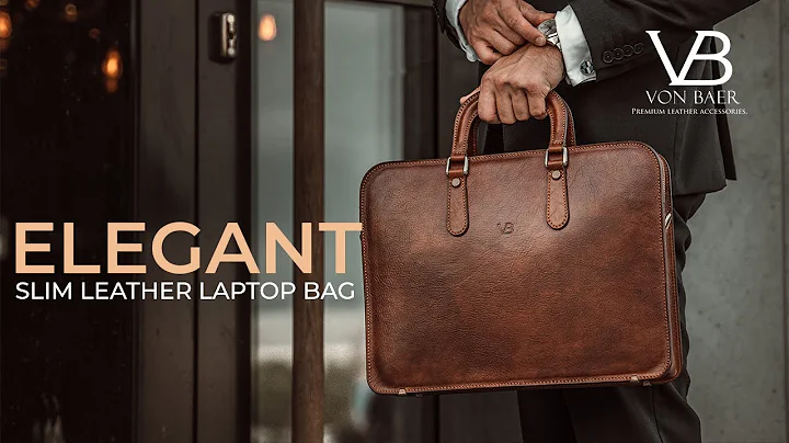 Elegant Slim Leather Laptop Bag — Men's Modern Briefcase by Von Baer Overview — 12", 13", 14" inches