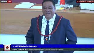 Parliament XVIII: 19 Aukuso 2026 - Lefue Pelenise Lelevaga (Sagaga Nu. 4)
