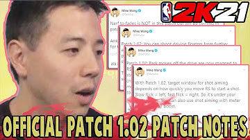 MIKE WANG GIVE THE OFFICIAL 2K21 PATCH 1.02 PATCH NOTES - OFF DRIBBLE FADES & PARK SIZE-UPS GONE
